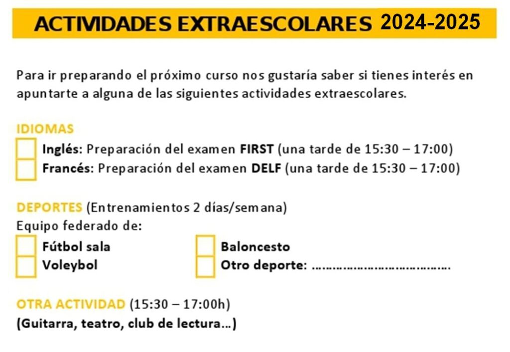 Actividades extraescolares 24-25