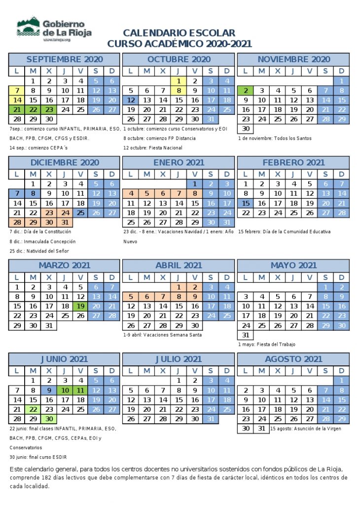 Calendario Escolar 2022 2023 La Rioja - IMAGESEE